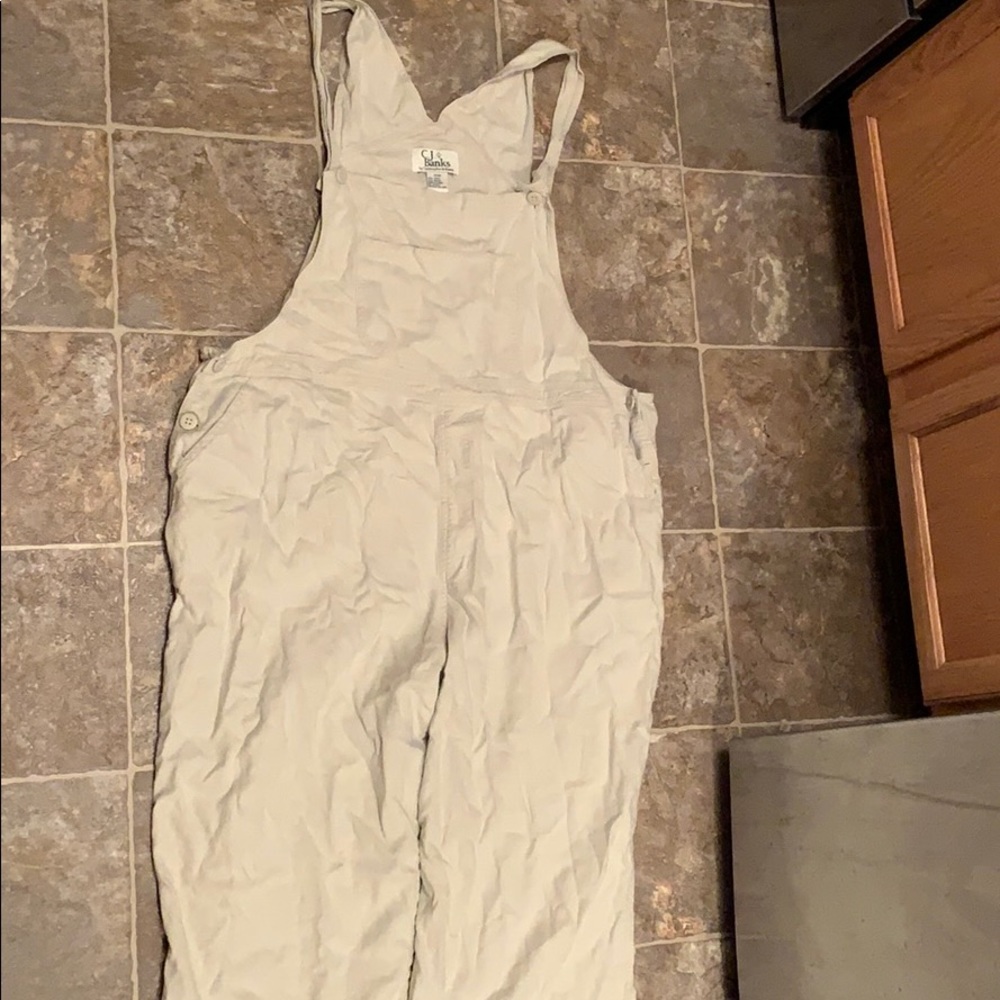 Cj banks tan colored cotton overalls